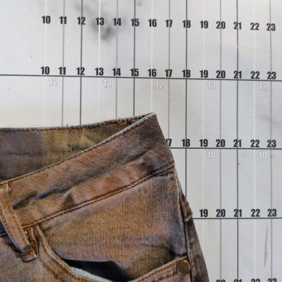 Do It Yourself Wide Leg Flare Jeans Womens 32 Tan Brown Embroidered Studded Y2K - Picture 8 of 9